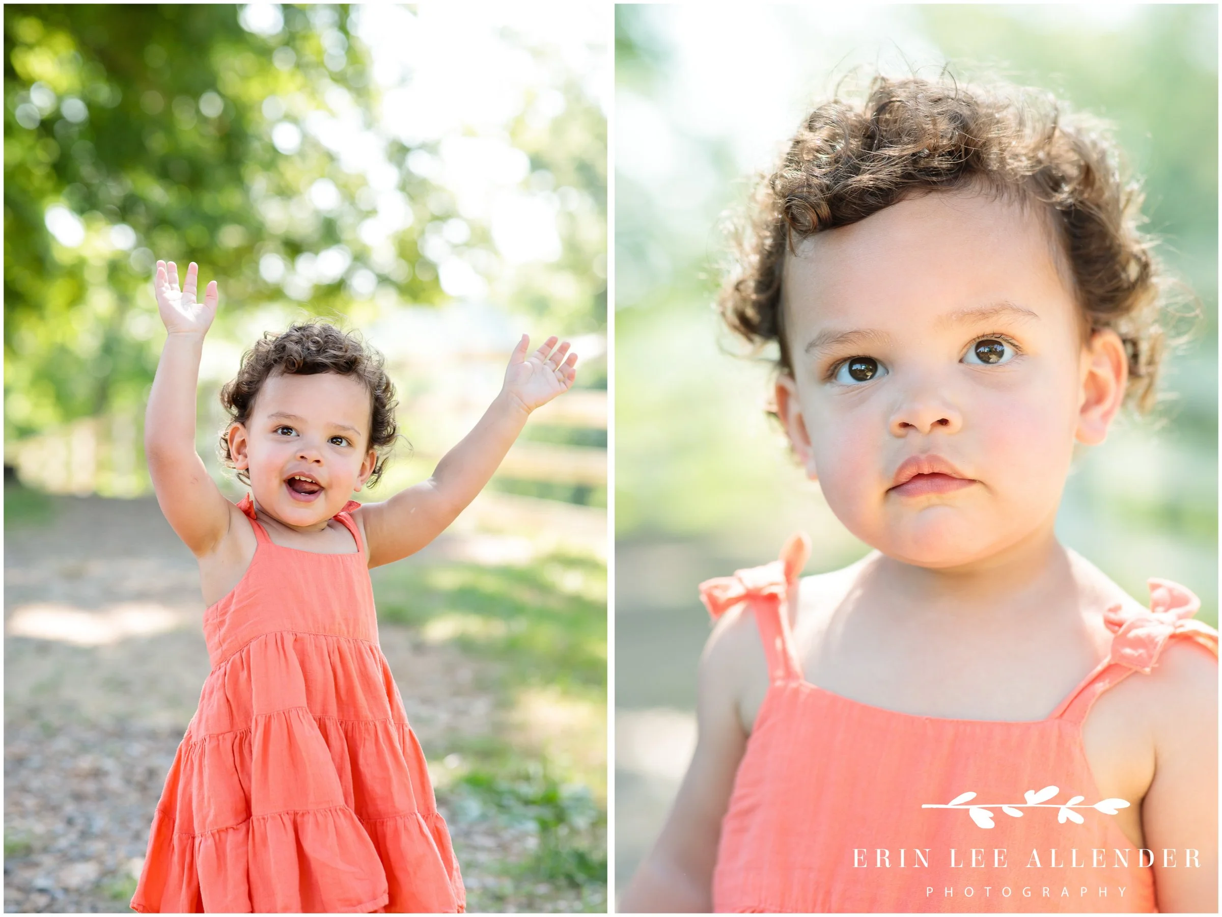 Nashville family photographer — closeup portrait of two-year-old girl with curly hair and big cheeks at Ellington Agricultural Center