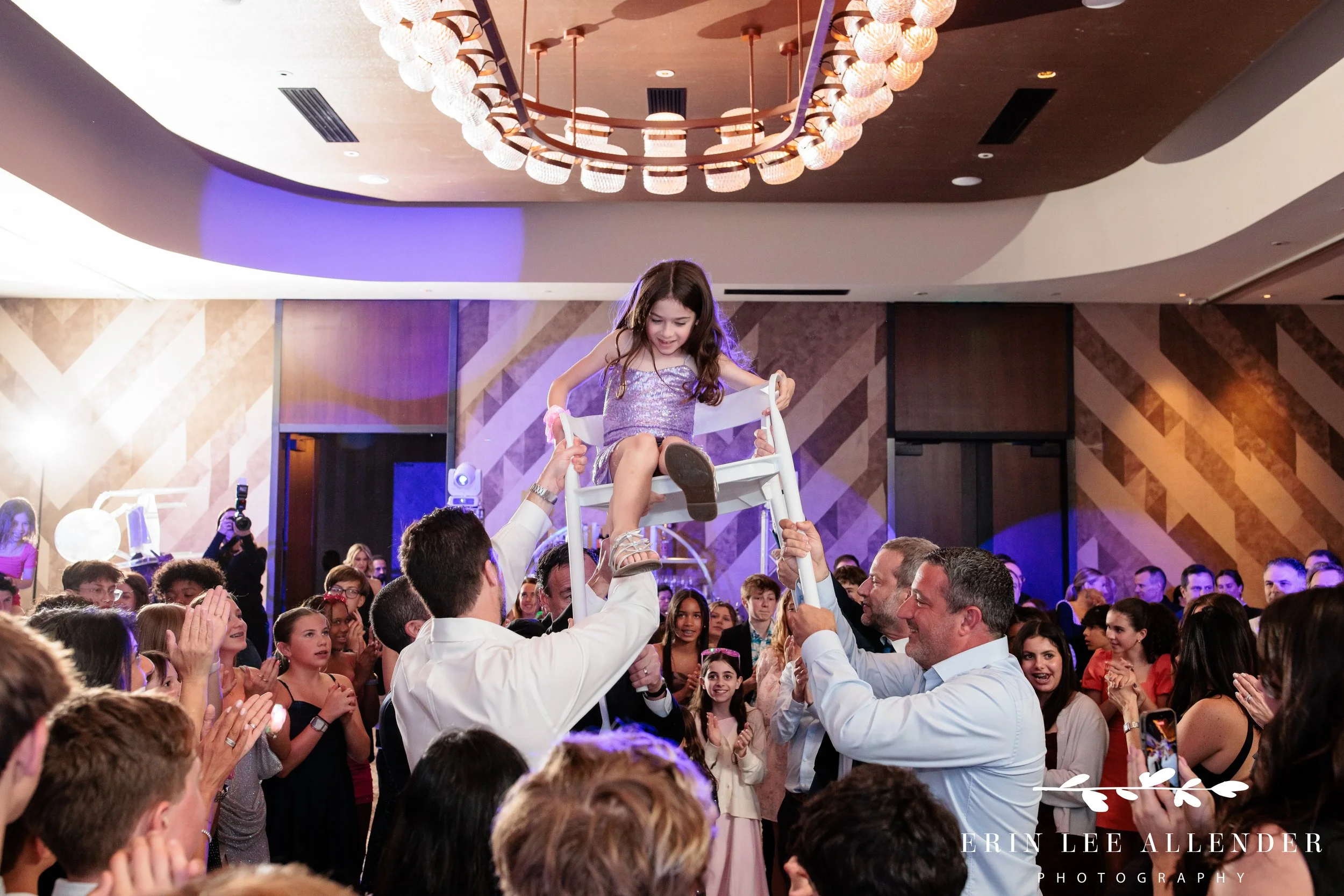 Sibling Hora chair lift at W Nashville bar mitzvah reception