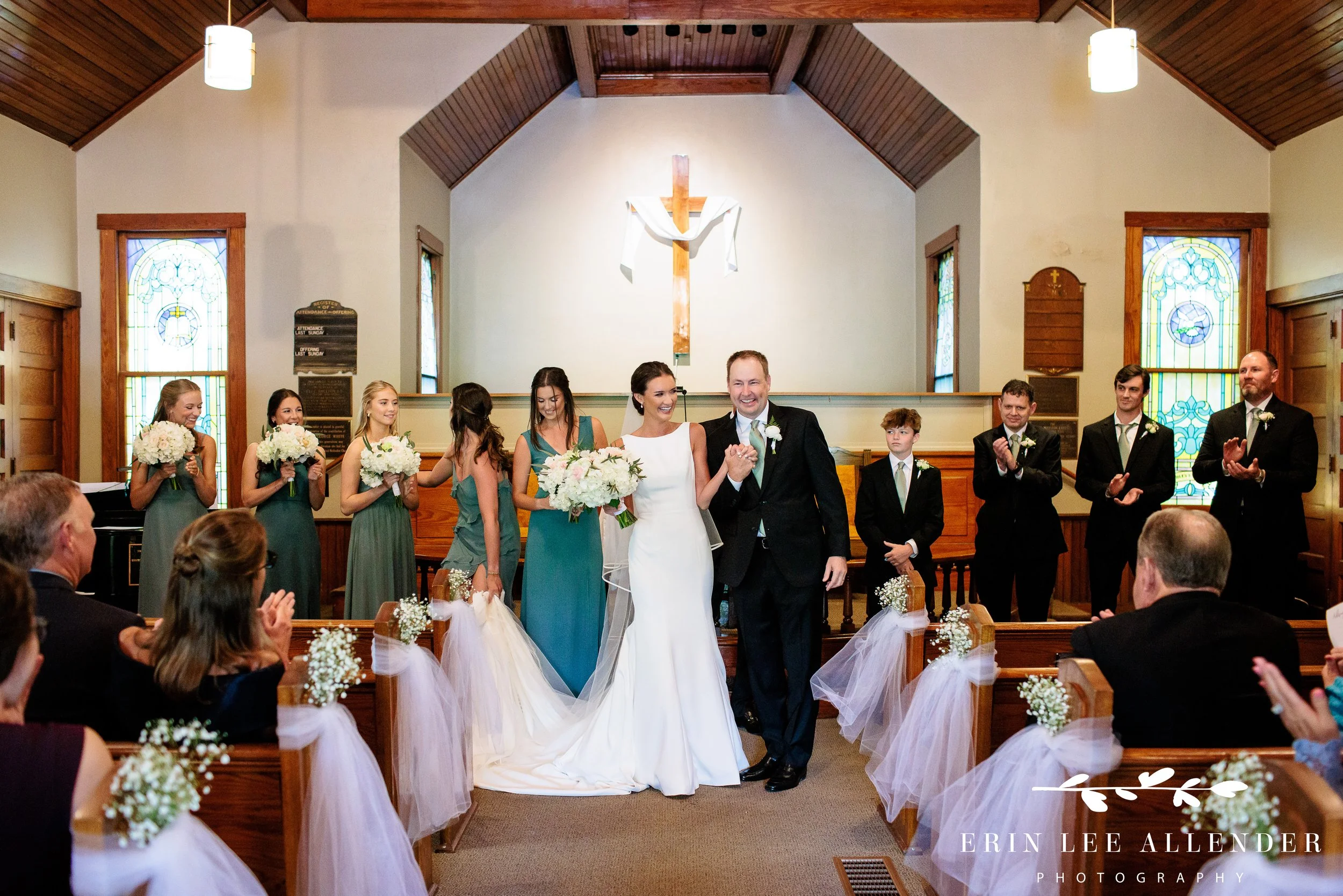 Nashville wedding — newly married couple walking down the aisle after their ceremony
