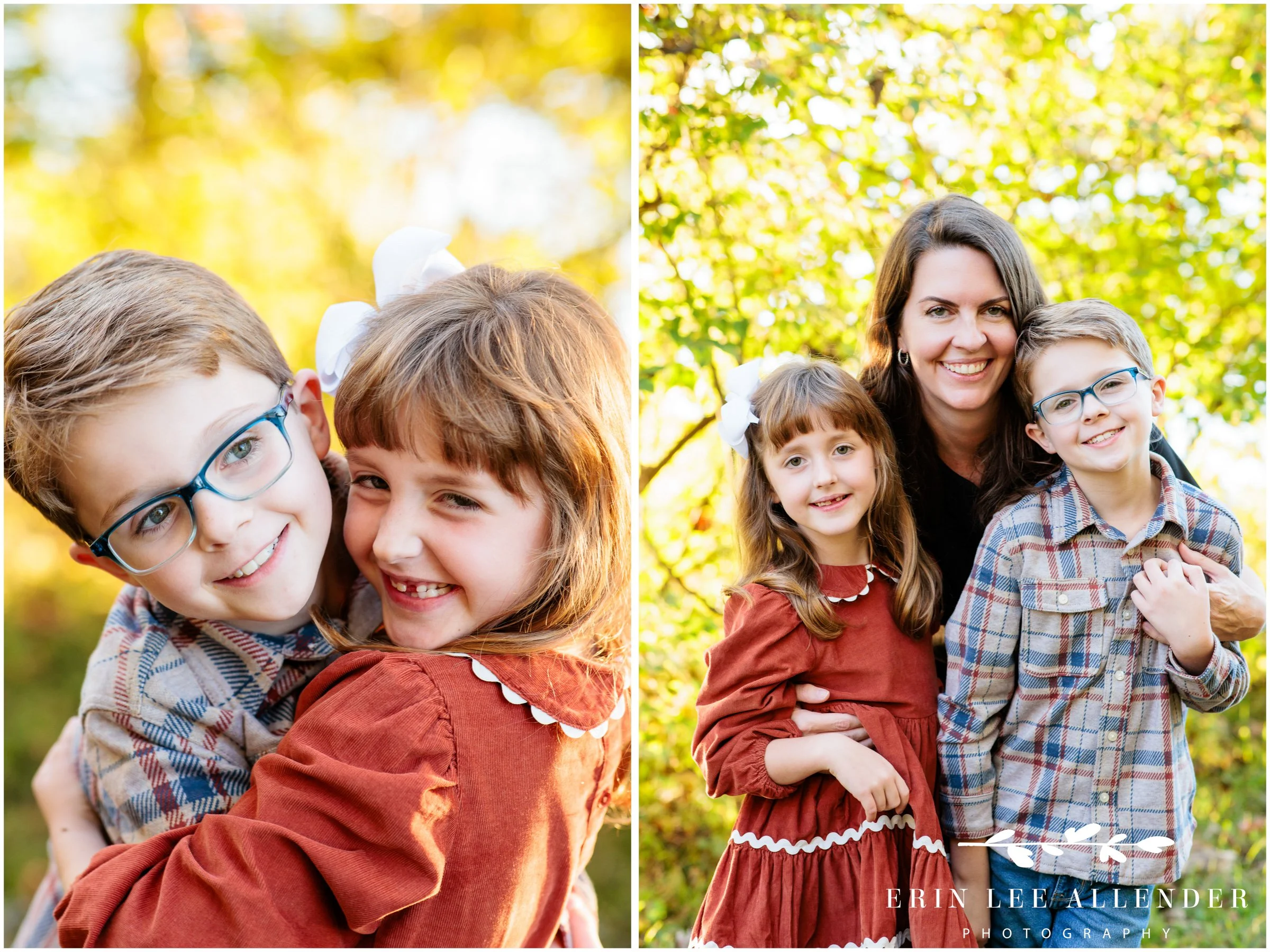 Nashville family photography — mom with her two kids at the end of their fall session at Walton Ferry Arboretum