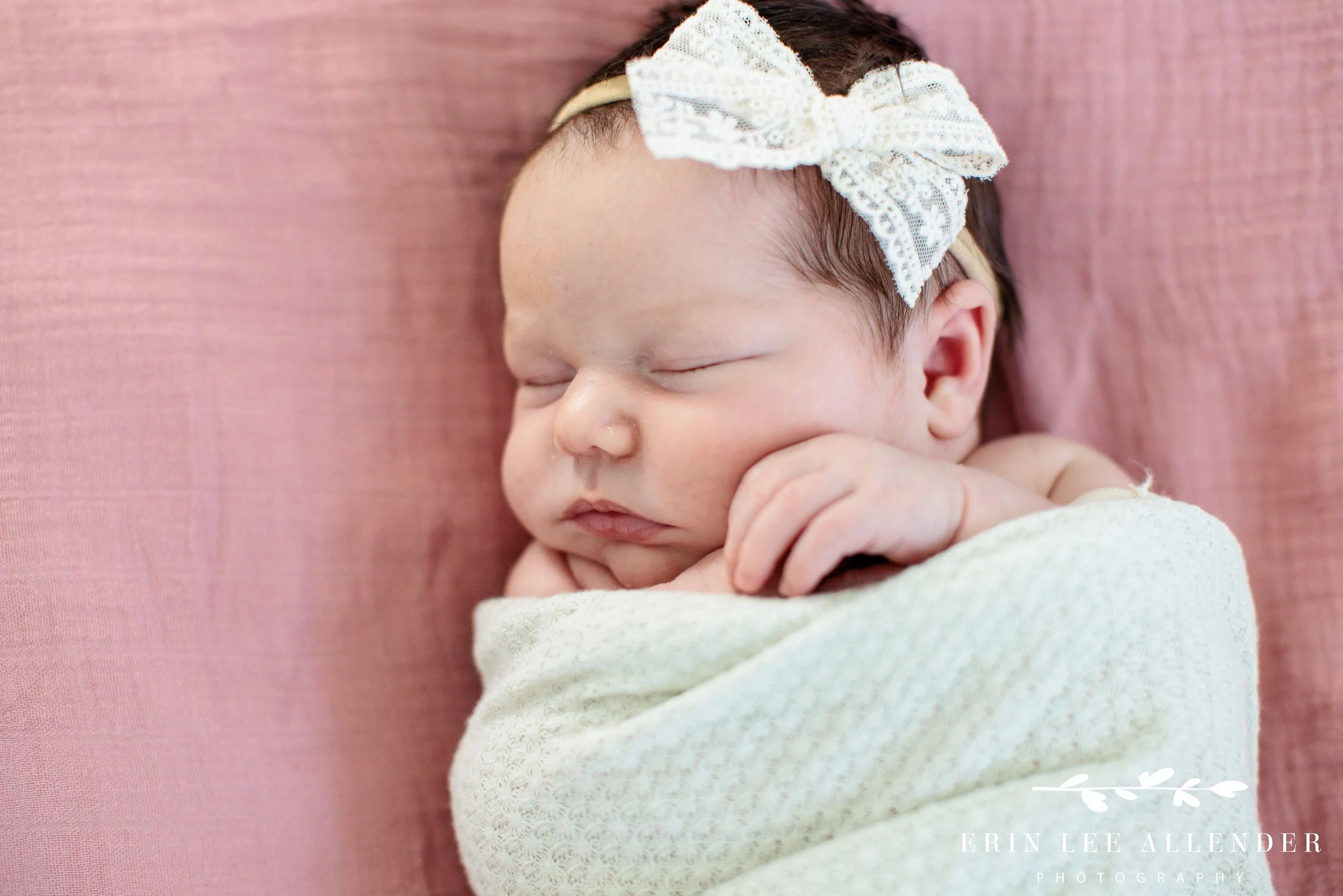 Close-up newborn portrait of baby girl during a Nashville in-home newborn session