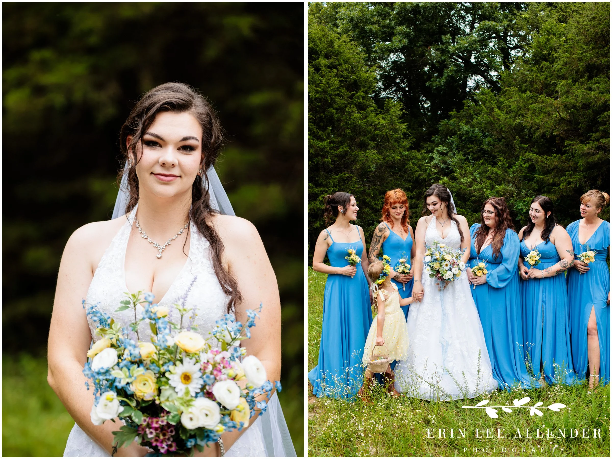 Bride holding a wildflower bouquet at her Nashville wedding