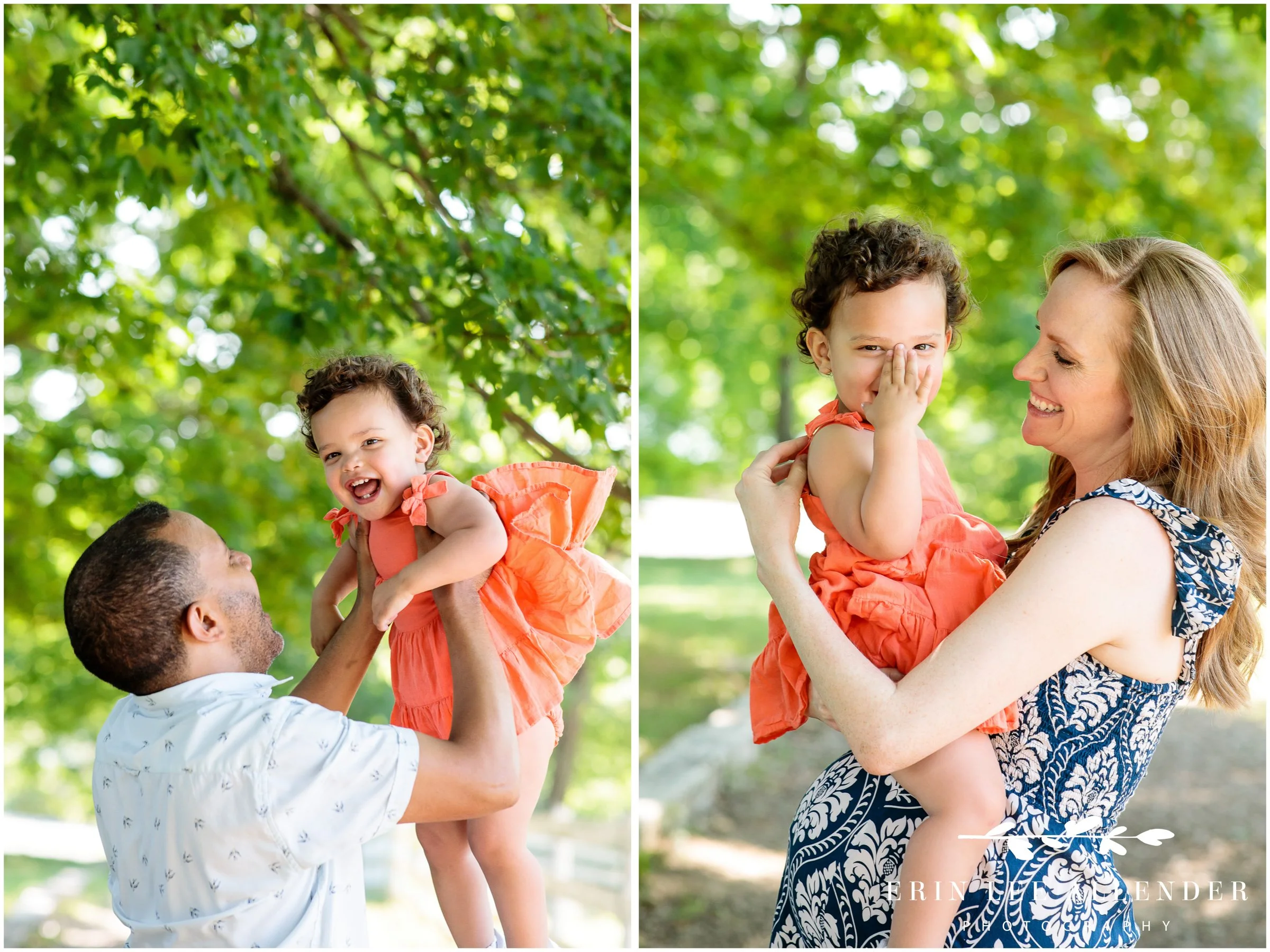Nashville family session — dad tossing toddler girl in the air at Ellington Agricultural Center
