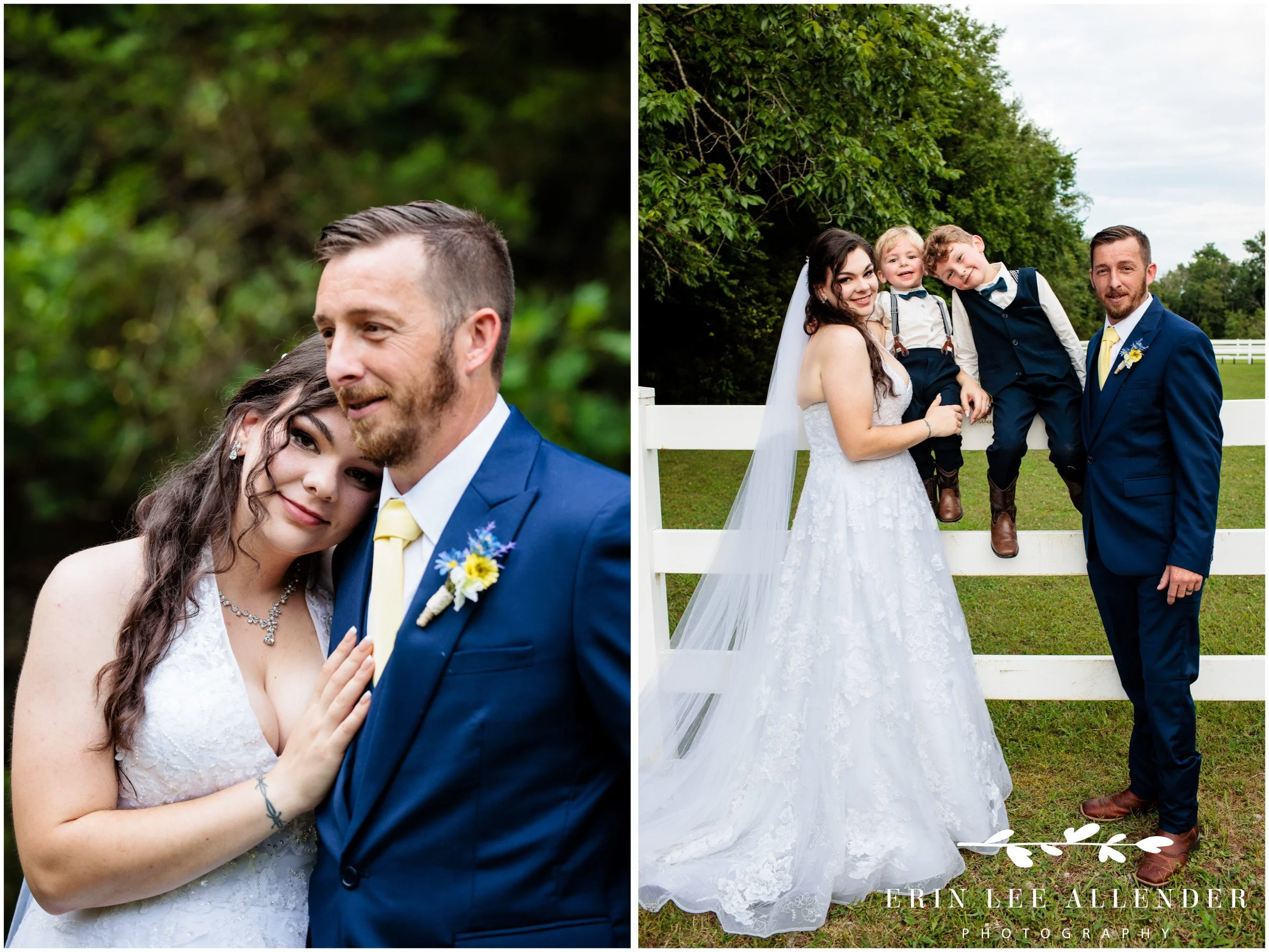 Bride and groom with bride's sons.