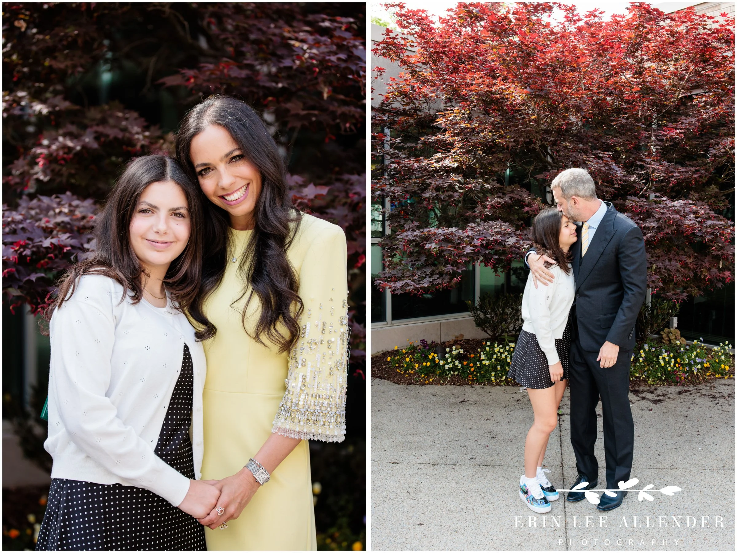 Bat mitzvah with parents during temple service