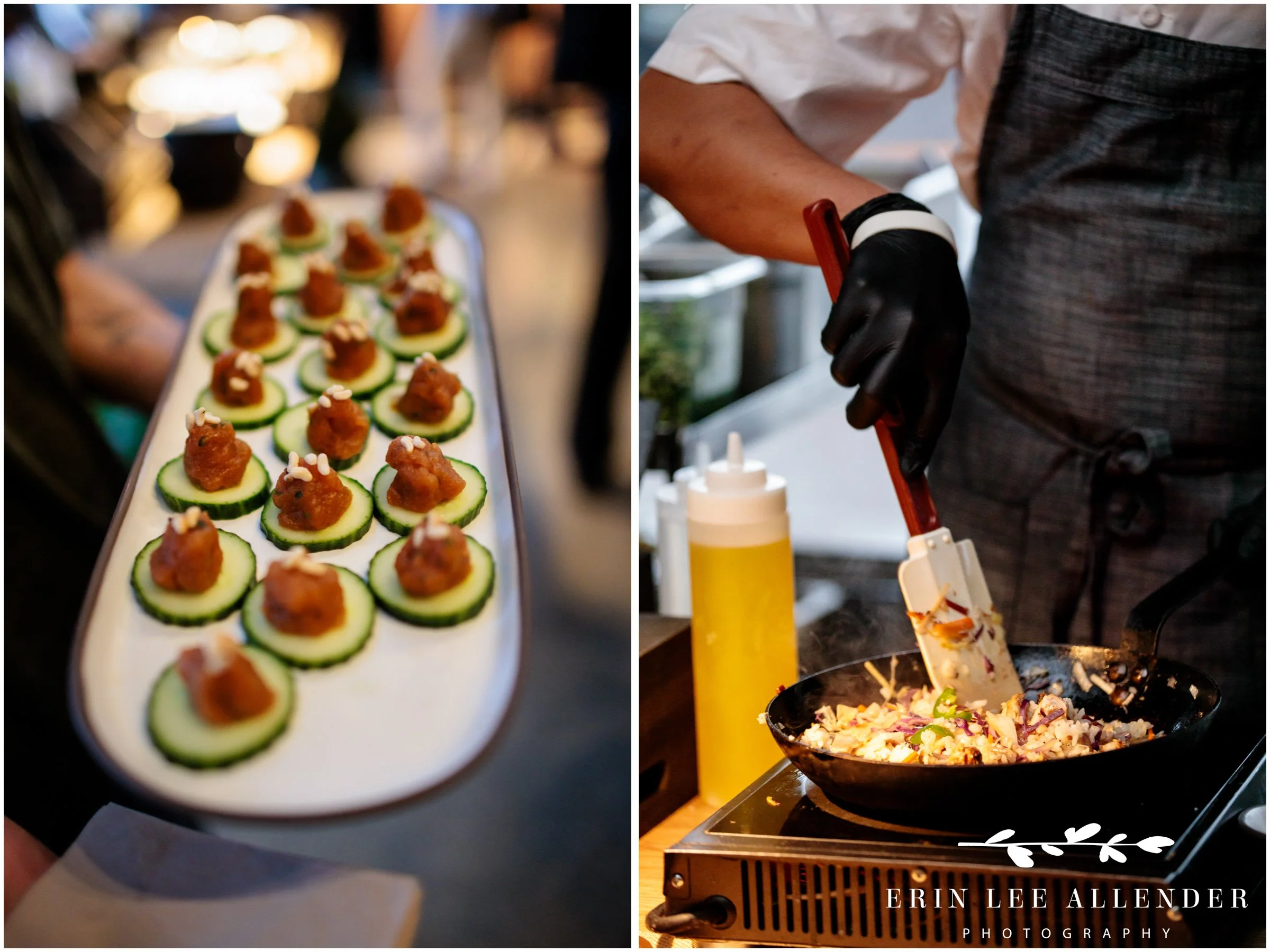 Stir fry food station at conference offsite event at Harriet’s Rooftop Nashville
