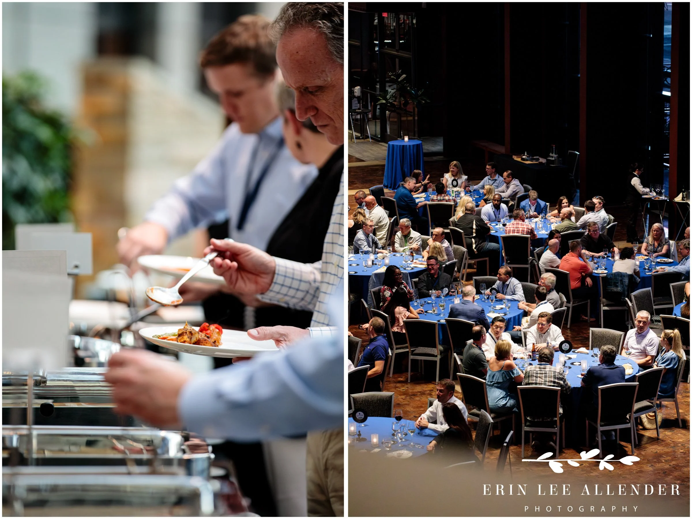 Nashville conference photographer — overhead view of guests seated at tables during CBIZ Nashville Summit closing party at Country Music Hall of Fame
