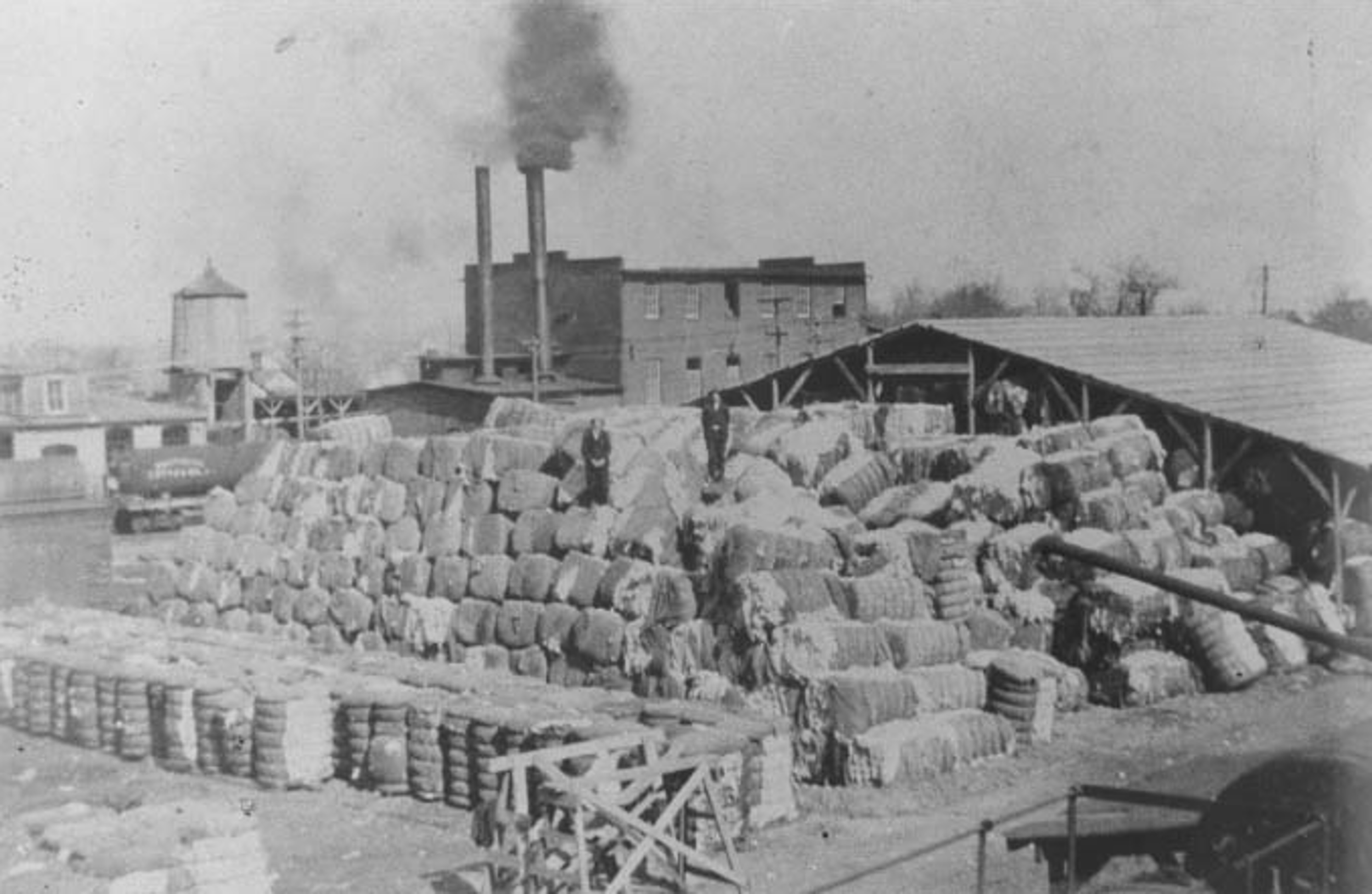 A B&W image of an old mill