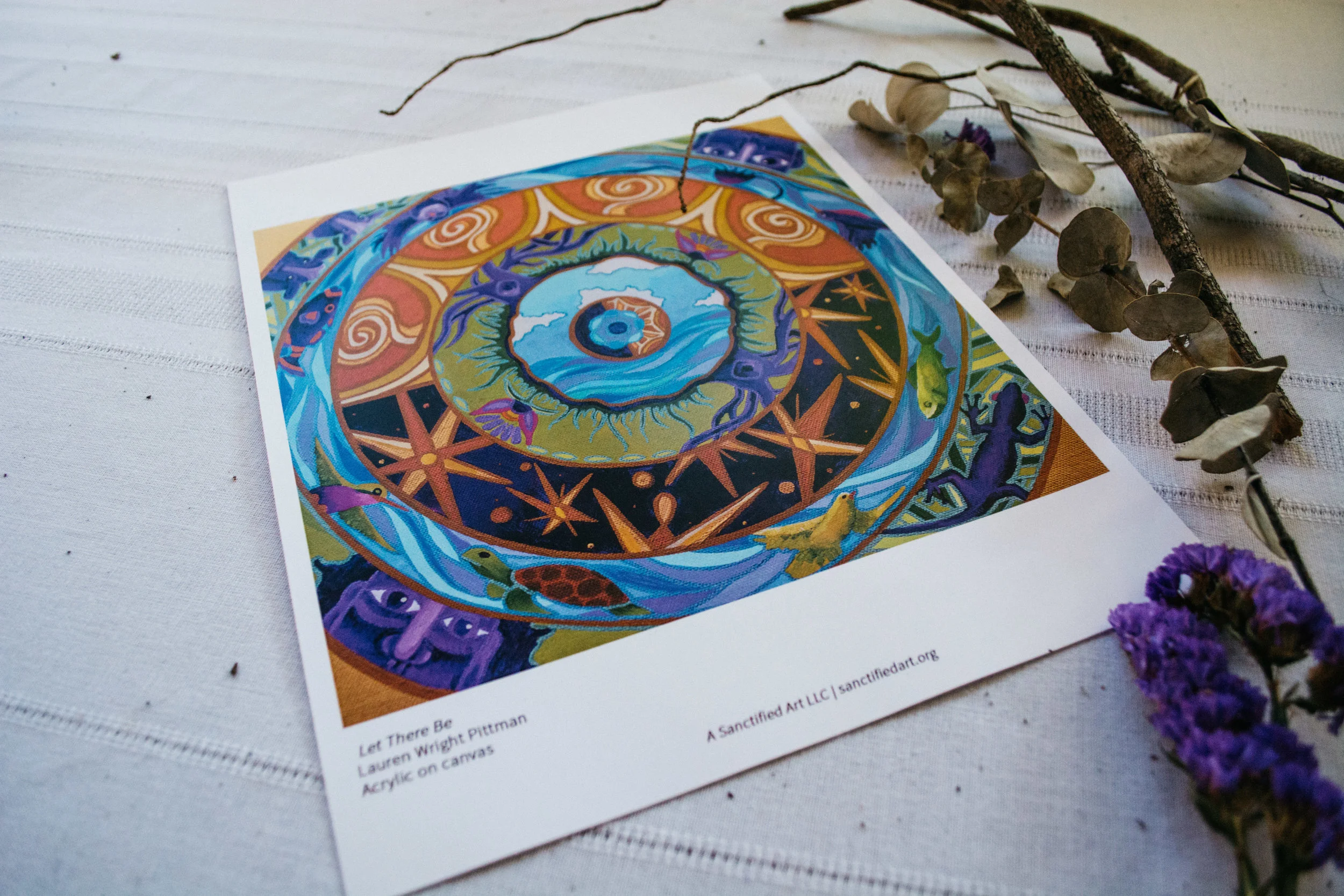 Let There Be "I decided to create rippling rings of creation, one building on the next, to show that the work of creation is not finished with God’s rest—the work continues. . .Our act of continuing God’s creation is the act of bringing justice into the world. Beauty begets beauty.” —Artist Lauren Wright Pittman