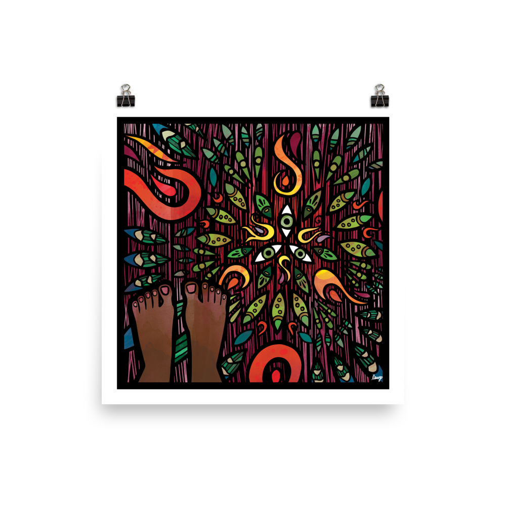 Holy Ground Print (Moses & The Burning Bush) by Lauren Wright Pittman