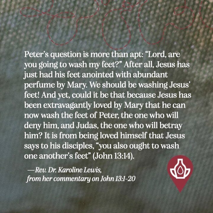 The abundant love Mary shows to Jesus by anointing his feet has a ripple effect, allowing him to take the shape of a servant and wash his disciples' feet. ⁠
⁠
A brilliant insight on the story of Jesus washing his disciples' feet, from our guest write