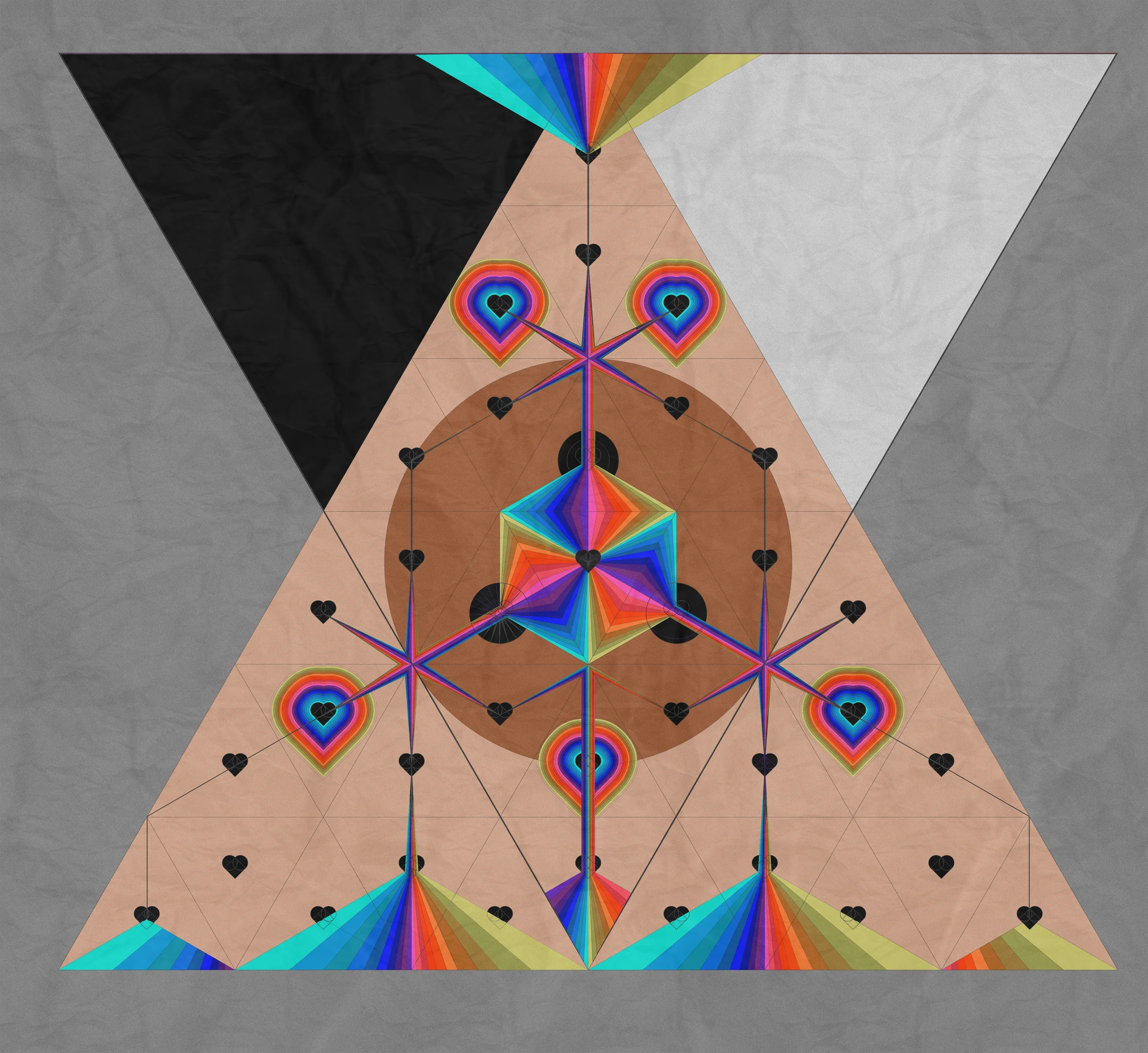 The Cosmic Rainbow Heart mandala is realized.