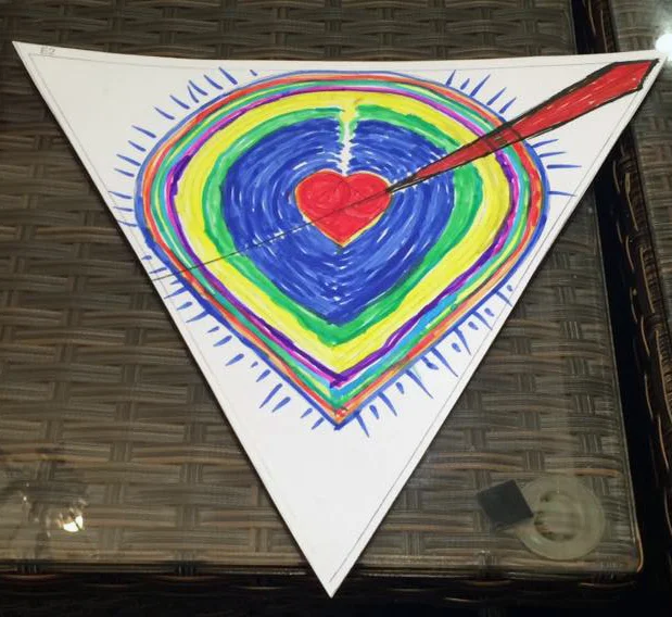 A heart made as an offering of peace between two yogi's who had a bitter rivalry during the training.