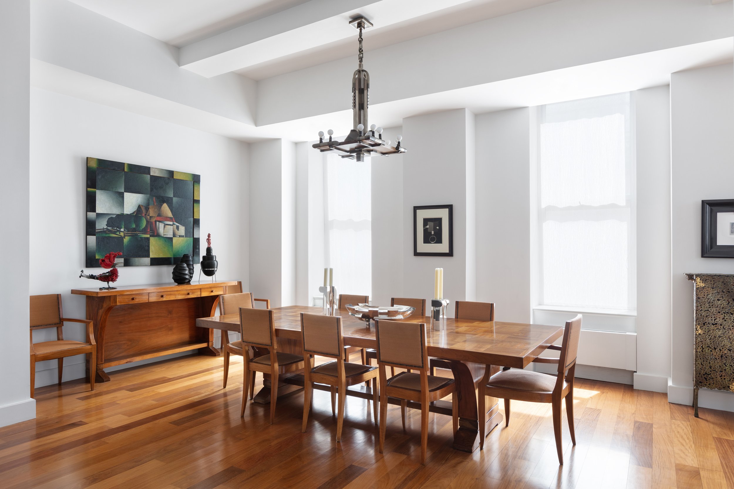  The Design Edit  Barry Friedman   Take a peek into Barry Friedman’s dining room. As a gallery owner, art and antique collector, &amp; dealer you can see his love for the arts even in the dinning room. Table, chairs and sideboard by Leon Jallot; hang