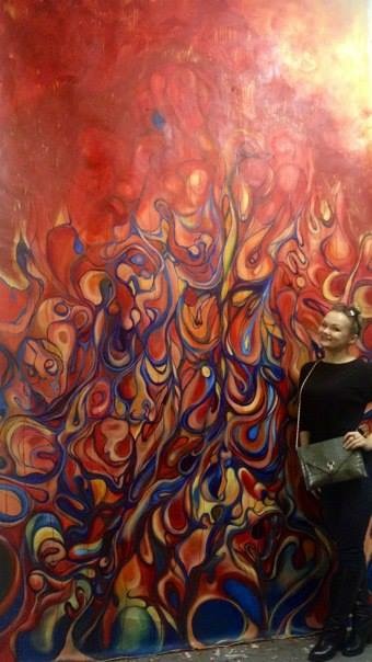 "Annunciation," Oil on Canvas, 12 by 6 feet.
