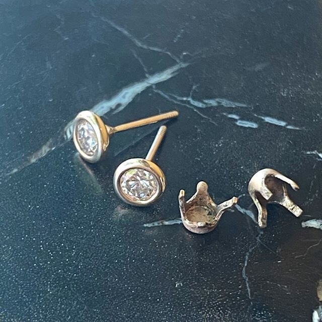 Sometimes making a change is as easy as changing your settings! 
Jewelry joke but for real it&rsquo;s good for the soul to switch your routine up! My client wanted a handmade bezel for her everyday stud... a little organic and artistic! I think these