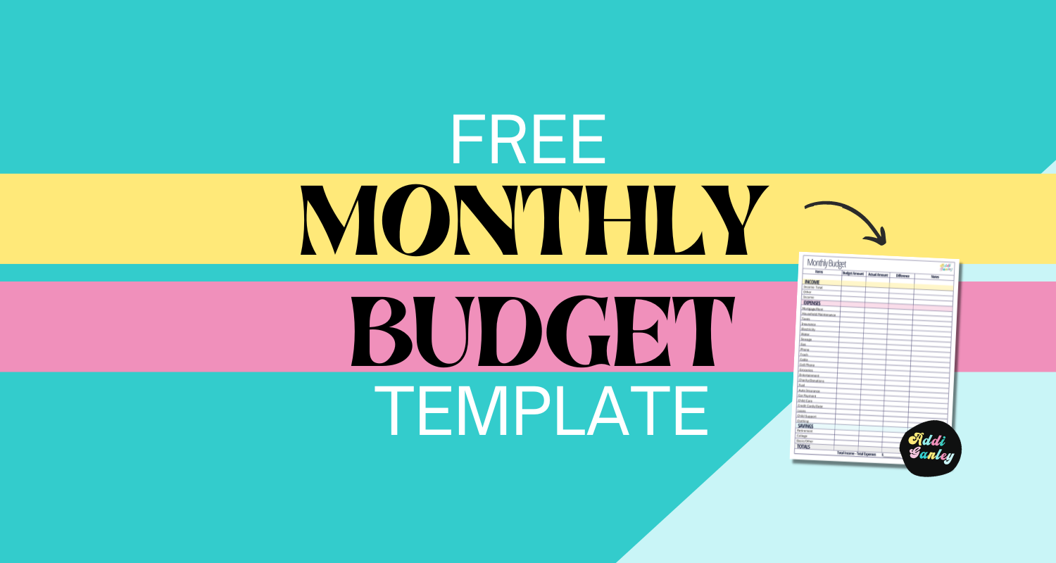Free Monthly Budget Template - Instant Download