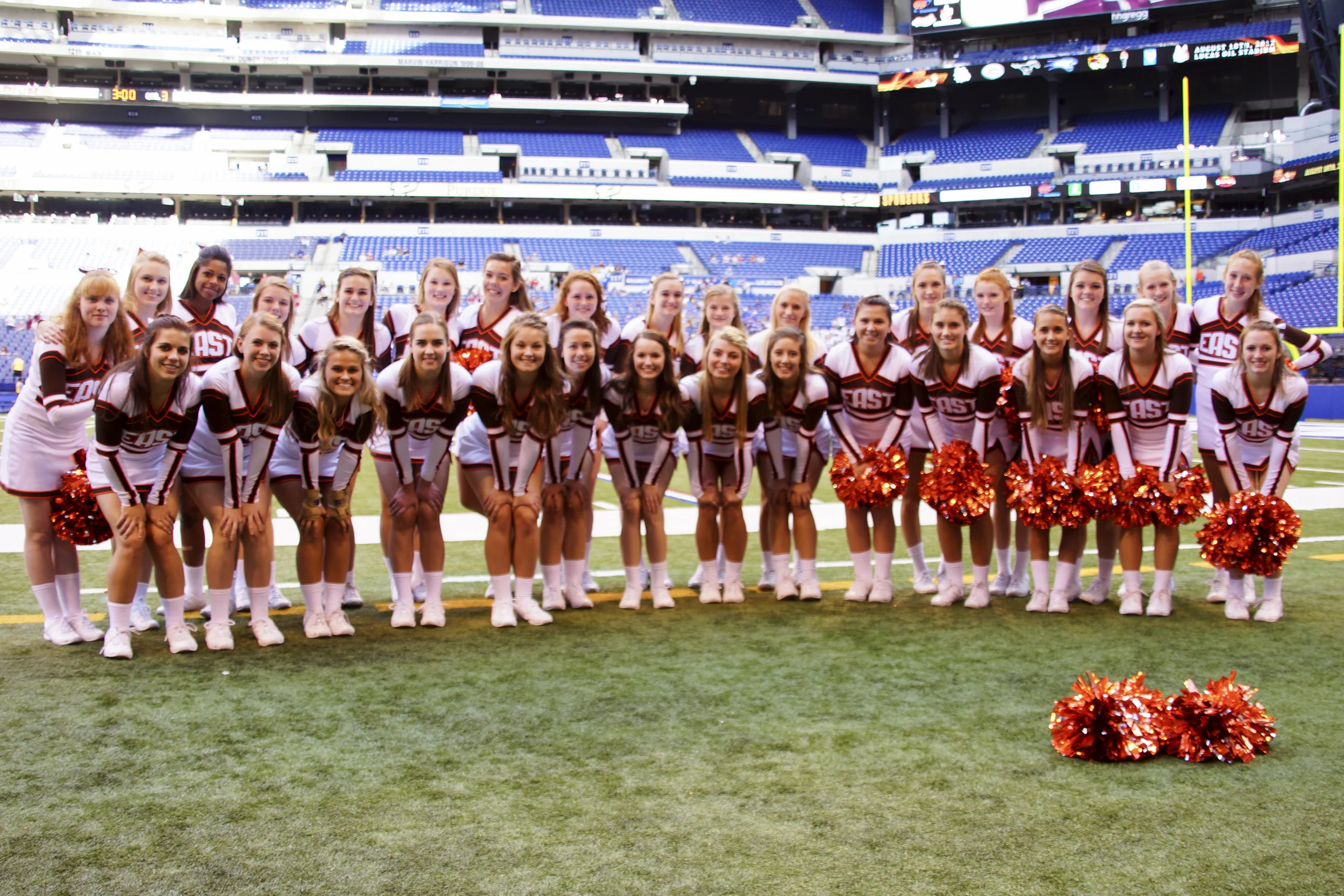 The 2012 Columbus East Olympian Varsity and Junior Varsity Cheerleaders!