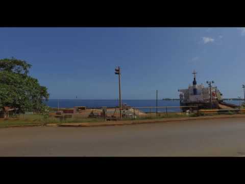 Large cargo ship in Jamaican port