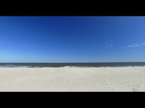 Sunny blue sky on windy ocean beach
