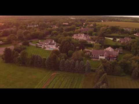 Aerial pass over large estates of Sagaponack, NY.