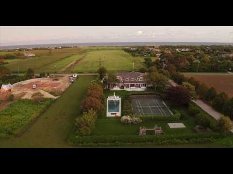 Aerial pass over large estate at Sagaponack, NY.