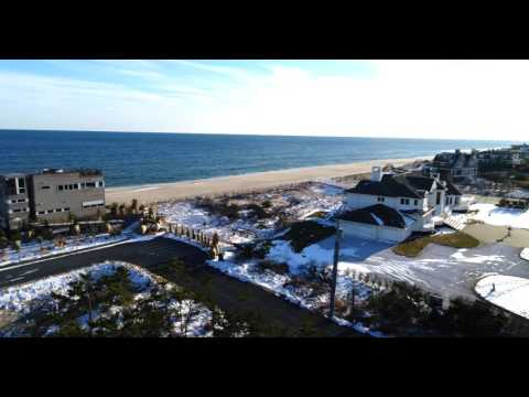 Aerial point of interest around oceanfront estates, Hamptons