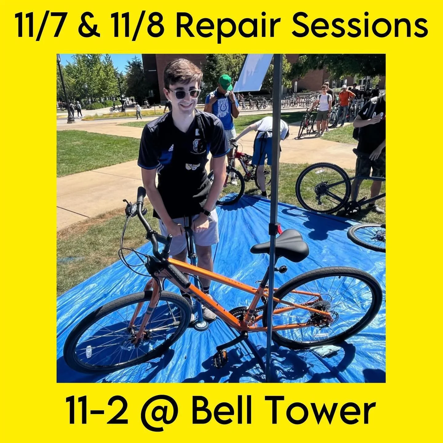 This week&rsquo;s repair sessions will be held by the bell tower due to the pleasant weather! ☀️

We&rsquo;ll be there from 11-2 - come by for free repairs and advice! 🛠️