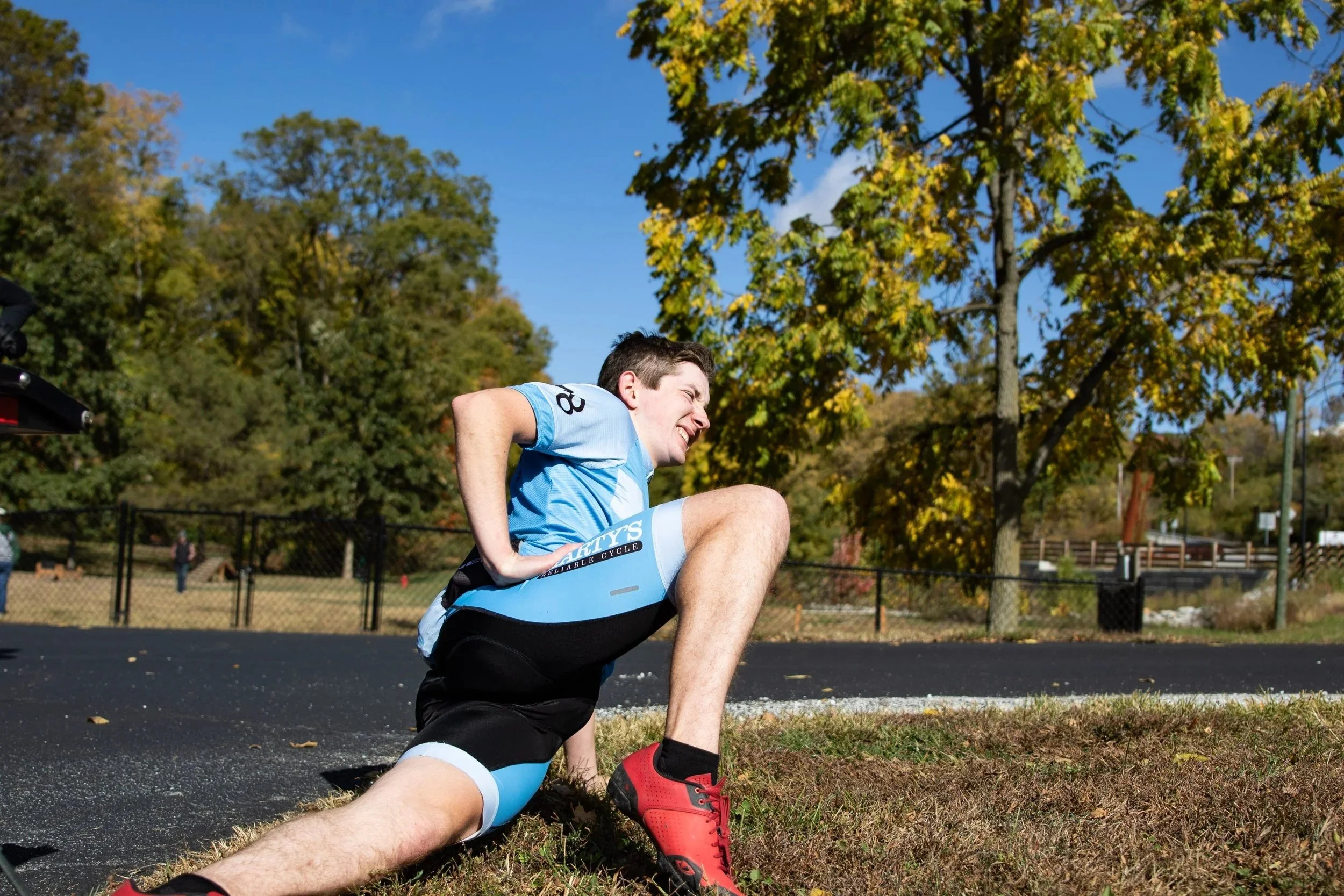  Will stretching during his 20 minute break 
