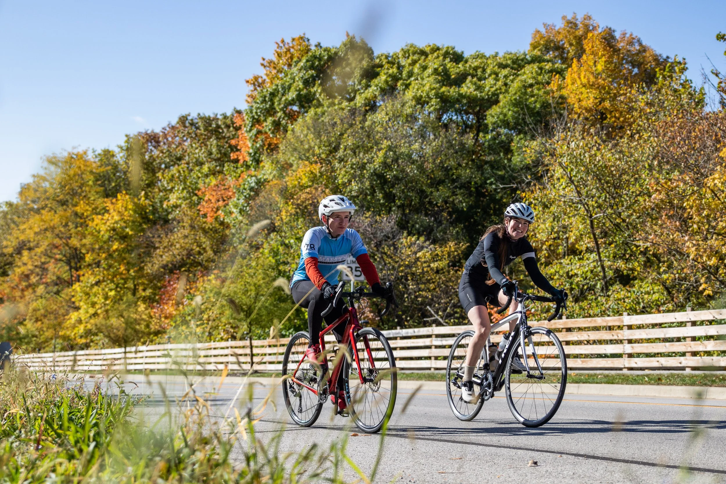  L-R: Will Owens and Ashley Warren riding up Happy Hollow Road 