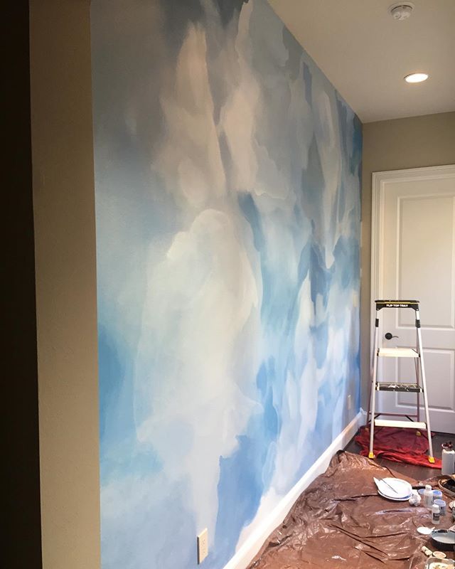 Y&rsquo;all. It&rsquo;s great when your client has great taste and asks for an abstract cloud mural with a smoky twist! The only problem is I couldn&rsquo;t get a photo that does it justice since it&rsquo;s a hallway! I like this even more than the c