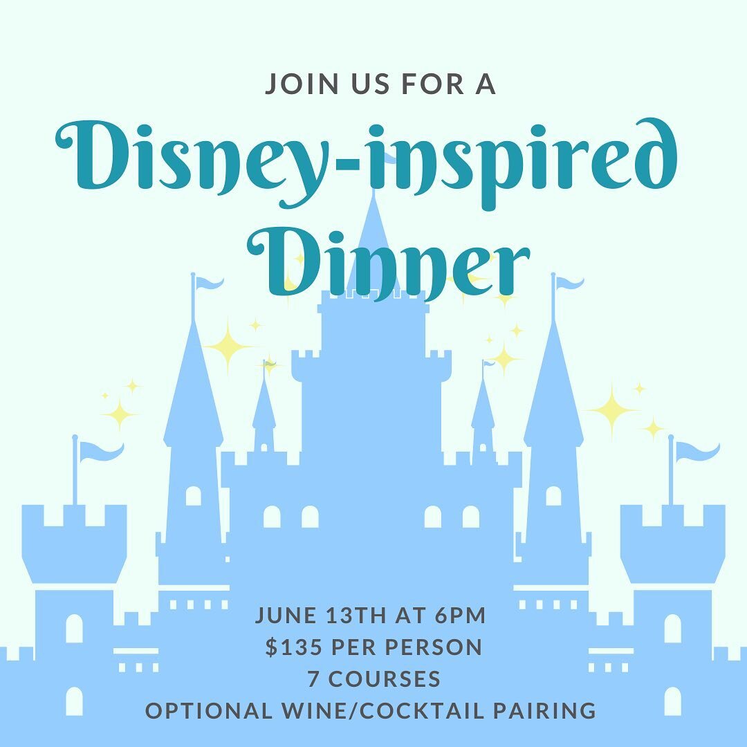 &ldquo;How do you spell love? You don&rsquo;t spell love. You feel it.&rdquo; &mdash;Piglet and Pooh, Winnie the Pooh 

Our Chefs have been excited to present their next event in our movie dinner series; come experience their food like a Disney Princ