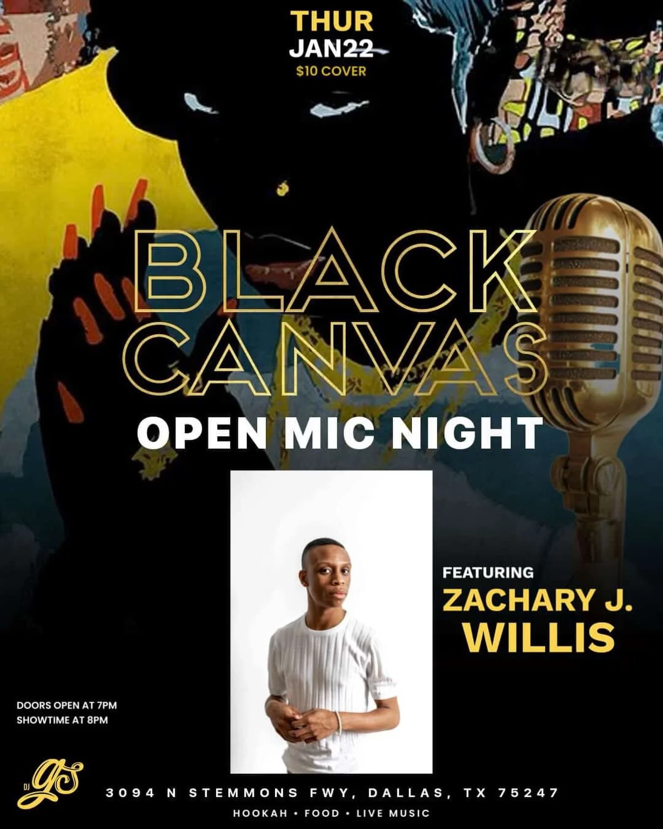 First open mic of the year! First time performing at @dallasblackcanvas. Bout to tear up some jerk wings from @heroes_lounge! ✨

Come jam with us!