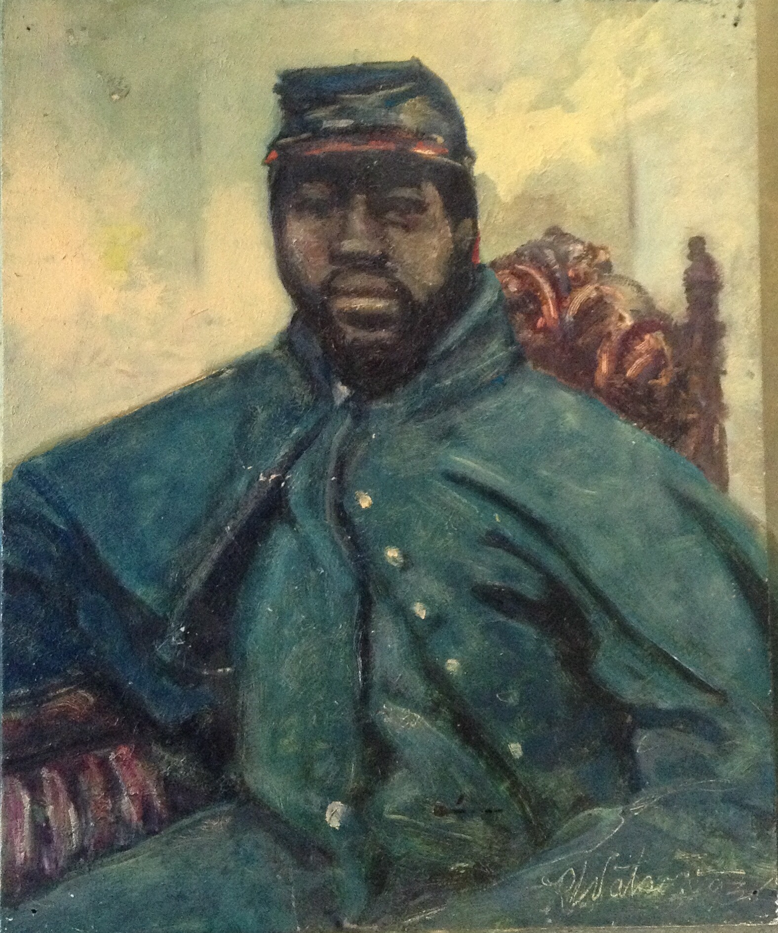 Old Soldier, oil on wood panel, 11" x 9"