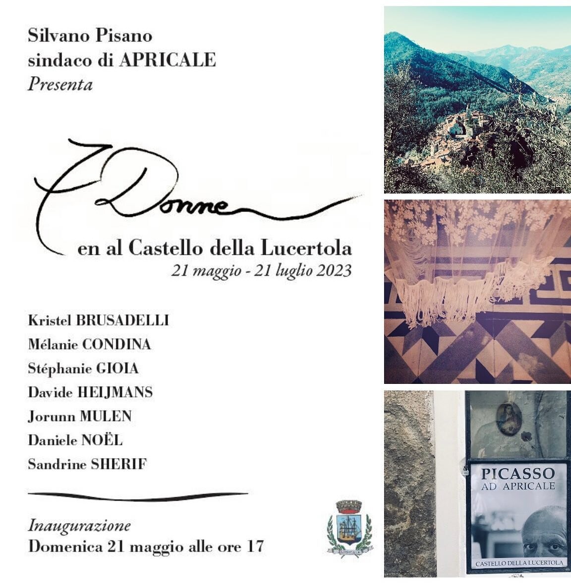 7 Donne. An Exhibition at Castello della Lucertola in Apricale, Italy. Opening 21st of May 5pm. The show will go on until 21st of July. A beautiful hidden gem in Italy. Welcome💚🤍&hearts;️ #exhibition #italy #apricale #liguria #7donne #art #fineart