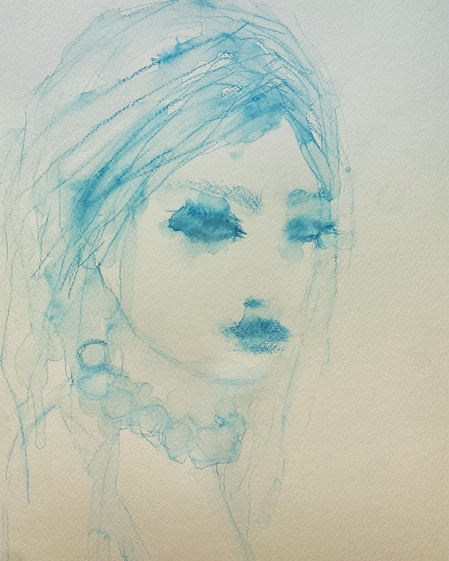 Blue layers #watercolor #portrait #art #fineart #jorunnmulen #artiststudio
