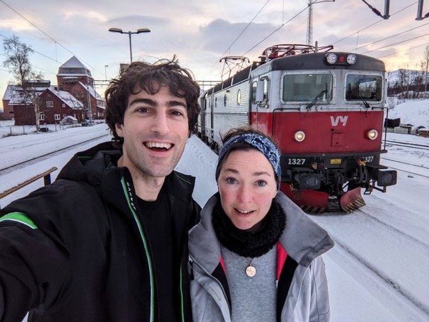 Hop on a train from Kiruna through the arctic mountains to Narvik in Norway