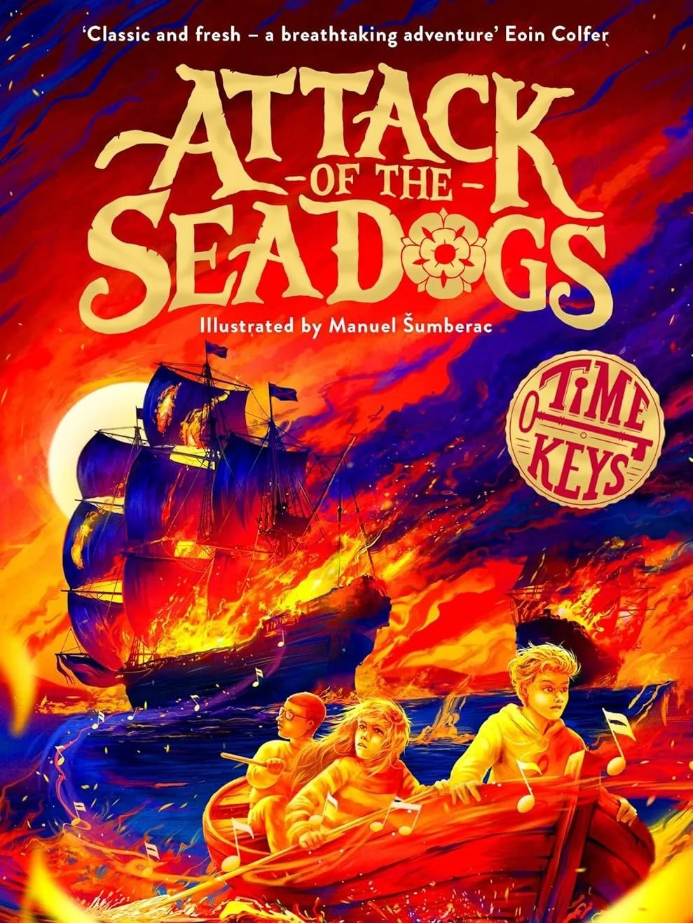 Ta Da! Surprise COVER REVEAL for Time Keys 4! Check out this stunning cover from @manuelsumberac for ATTACK OF THE SEA DOGS, a Tudor time travel adventure where our heroes, Sim, Jeopardy and Nelson, climb aboard Sir Francis Drake&rsquo;s ship Elizabe