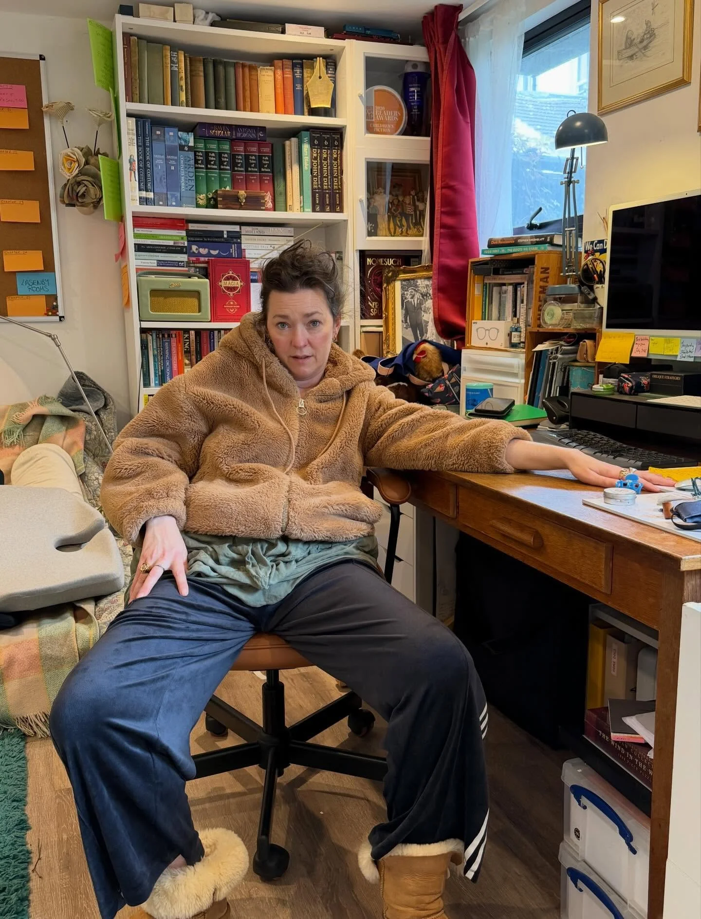 Glamour warning! There is NO glamour here!

PORTRAIT OF AN AUTHOR who has written one book, edited one book, published and promoted two books, in 14 weeks.

Clothes model&rsquo;s own. Maya wears ugg boots, tracksuit bottoms, nightgown &amp; fluffy te
