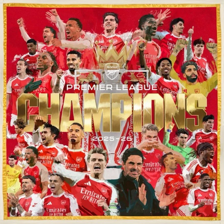 I&rsquo;m in a very happy house tonight. Thank you Bournemouth! ARSENAL ARE PREMIER LEAGUE CHAMPIONS for the first time in my son&rsquo;s lives. 😃🥂