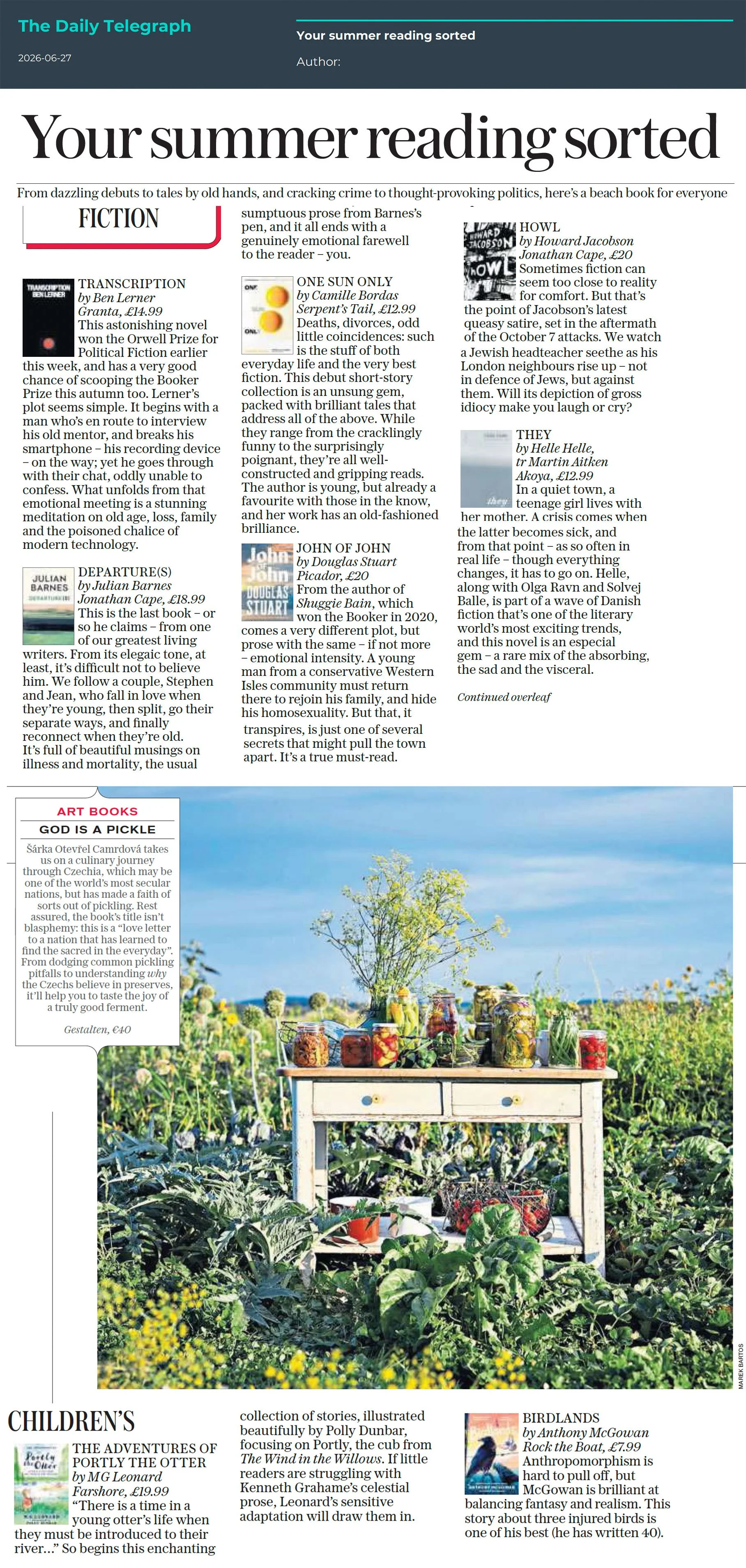 Telegraph - summer reads - 2026
