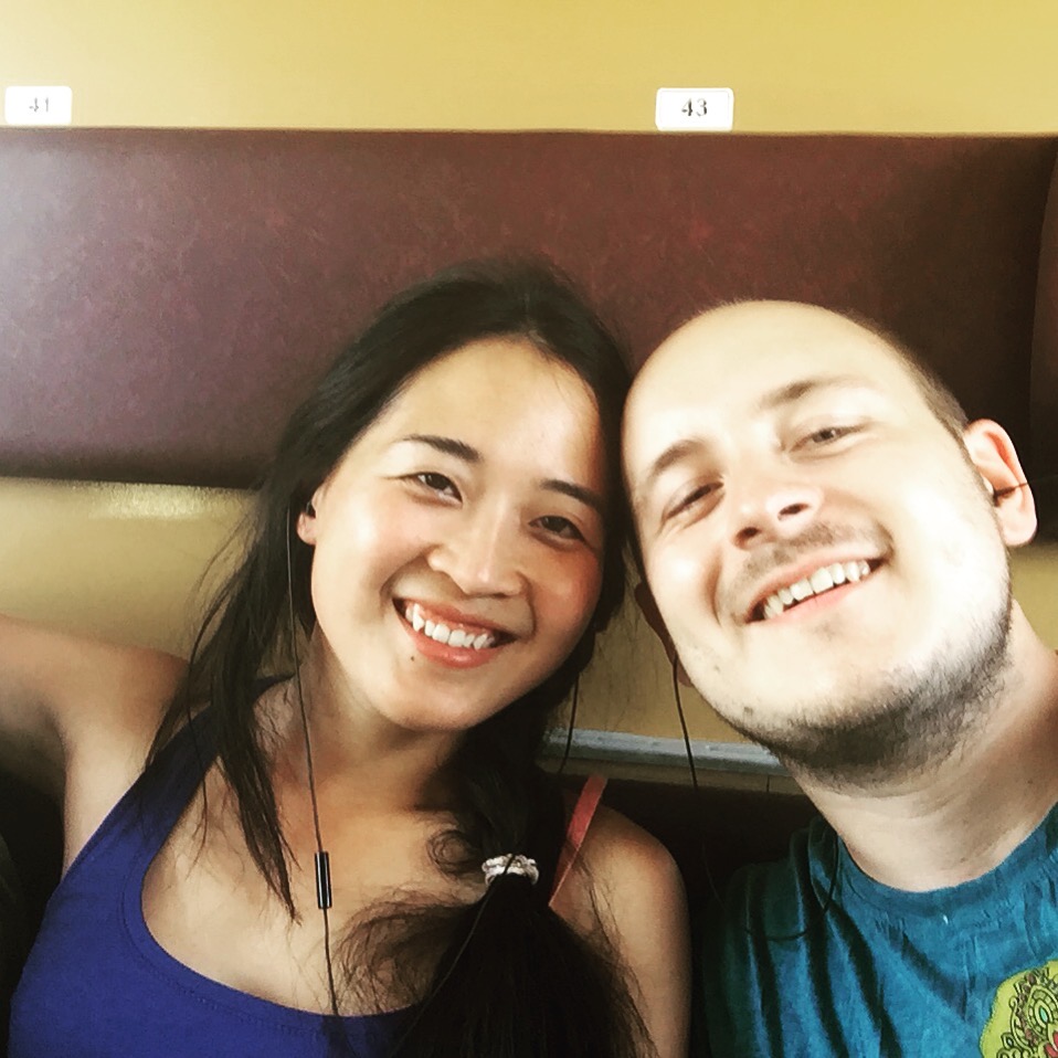 Ian and I on a Hungarian train 