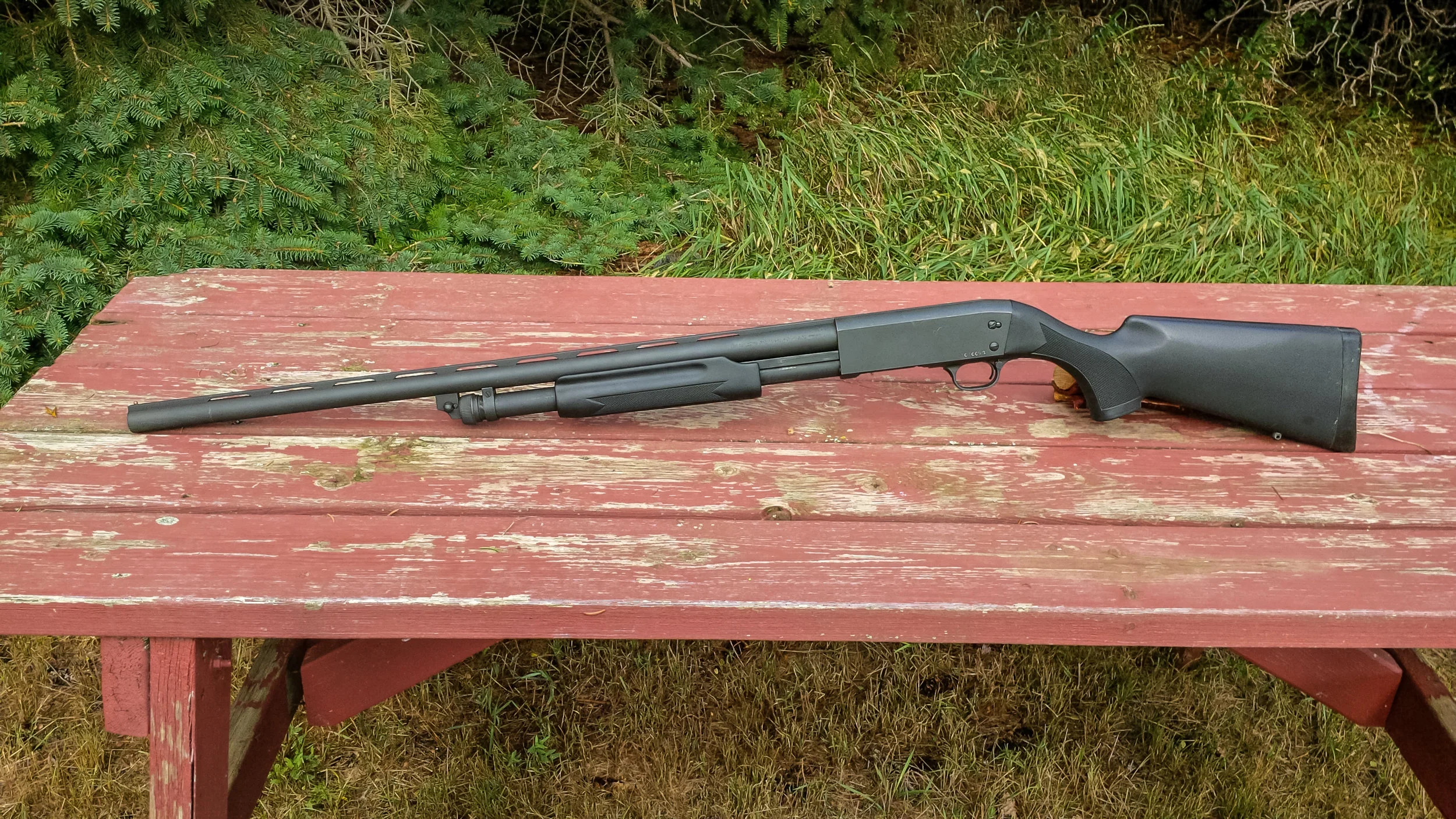 Stevens 350 shotgun before Mossy Oak Graphics wrap