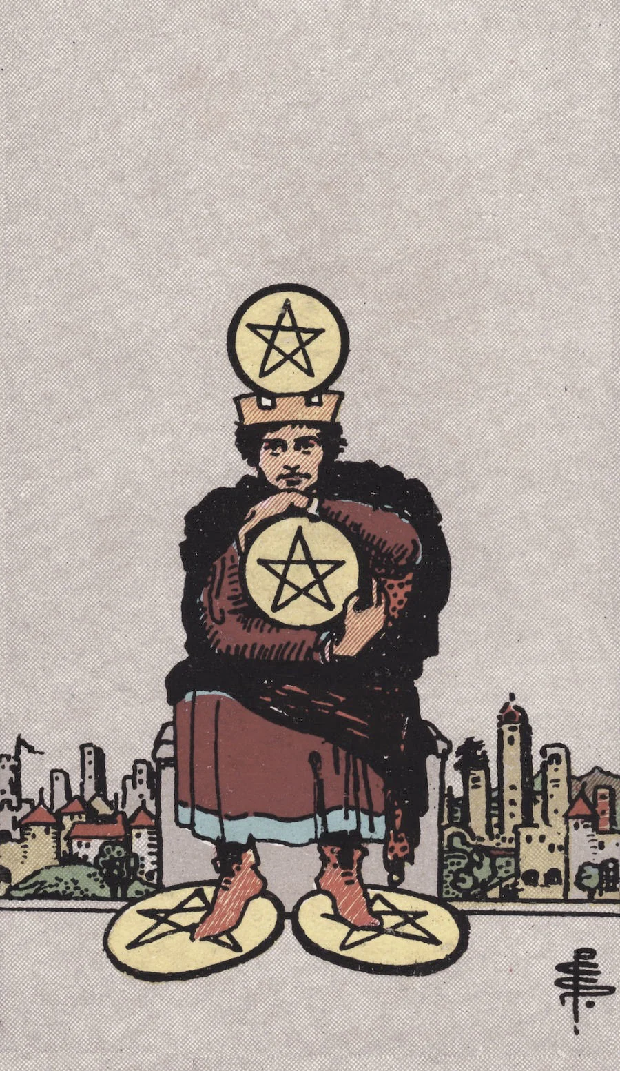 Rider Waite Smith Four of Pentacles Tarot Card Meaning