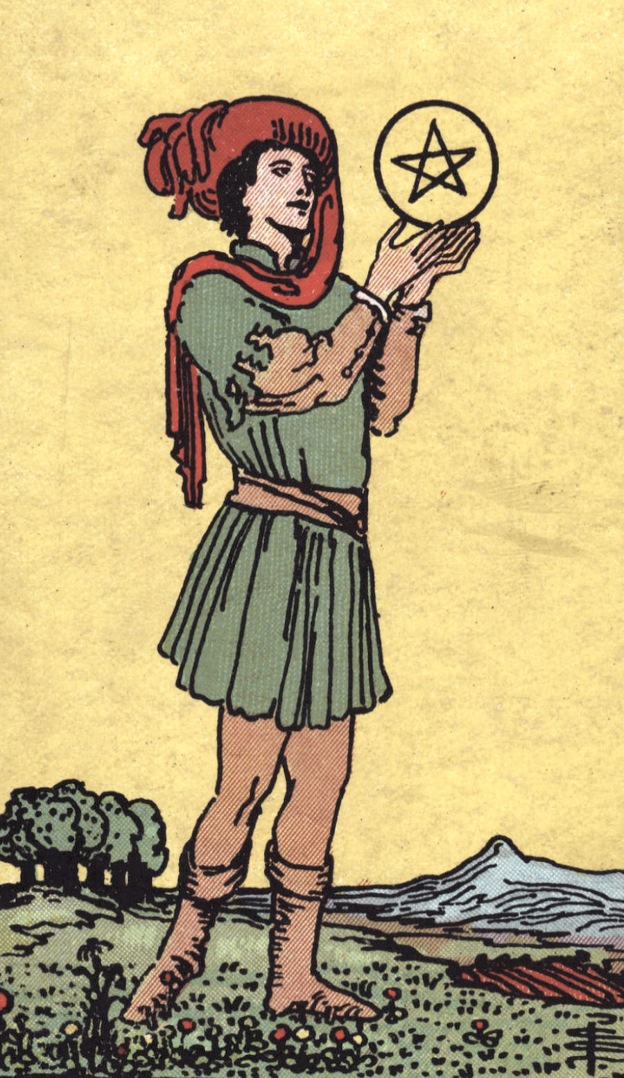 pulsåre gasformig Blive opmærksom Incandescent Tarot - Page of Pentacles Tarot Card Meaning