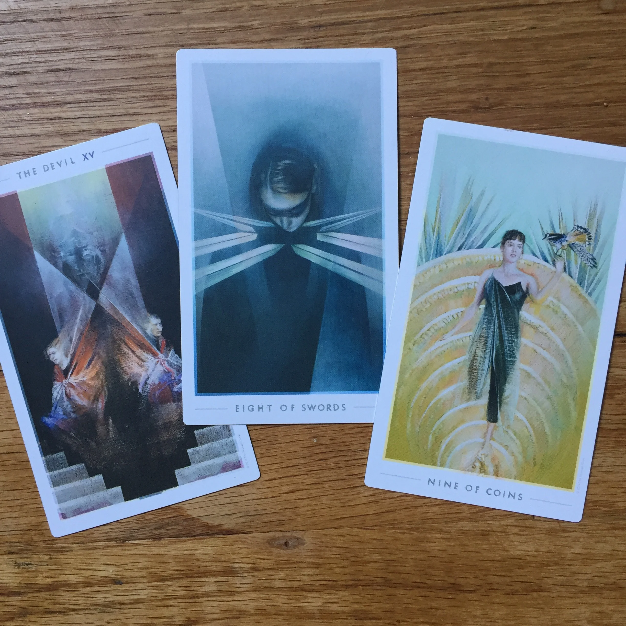 Rider Waite Smith Tarot Forecast Nine of Wands, Page of Cups, Ten of Cups