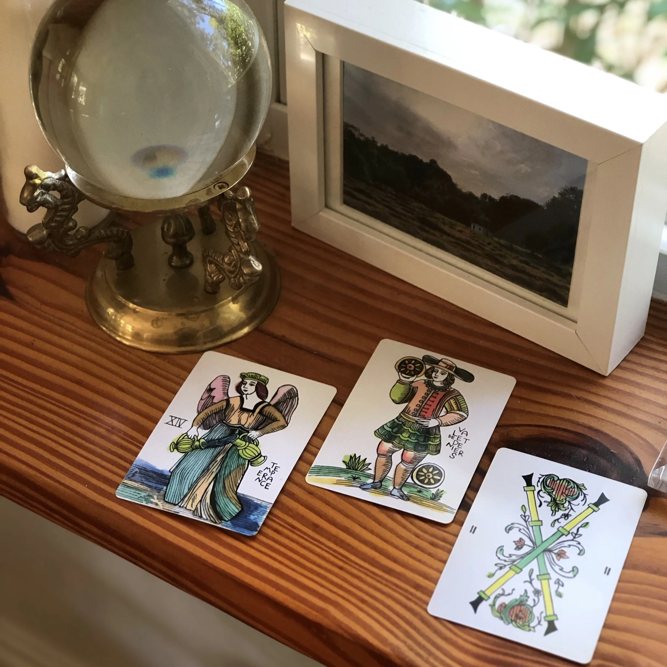 Three Card reading marshmallow marseilles temperance page of pentacles two of wands