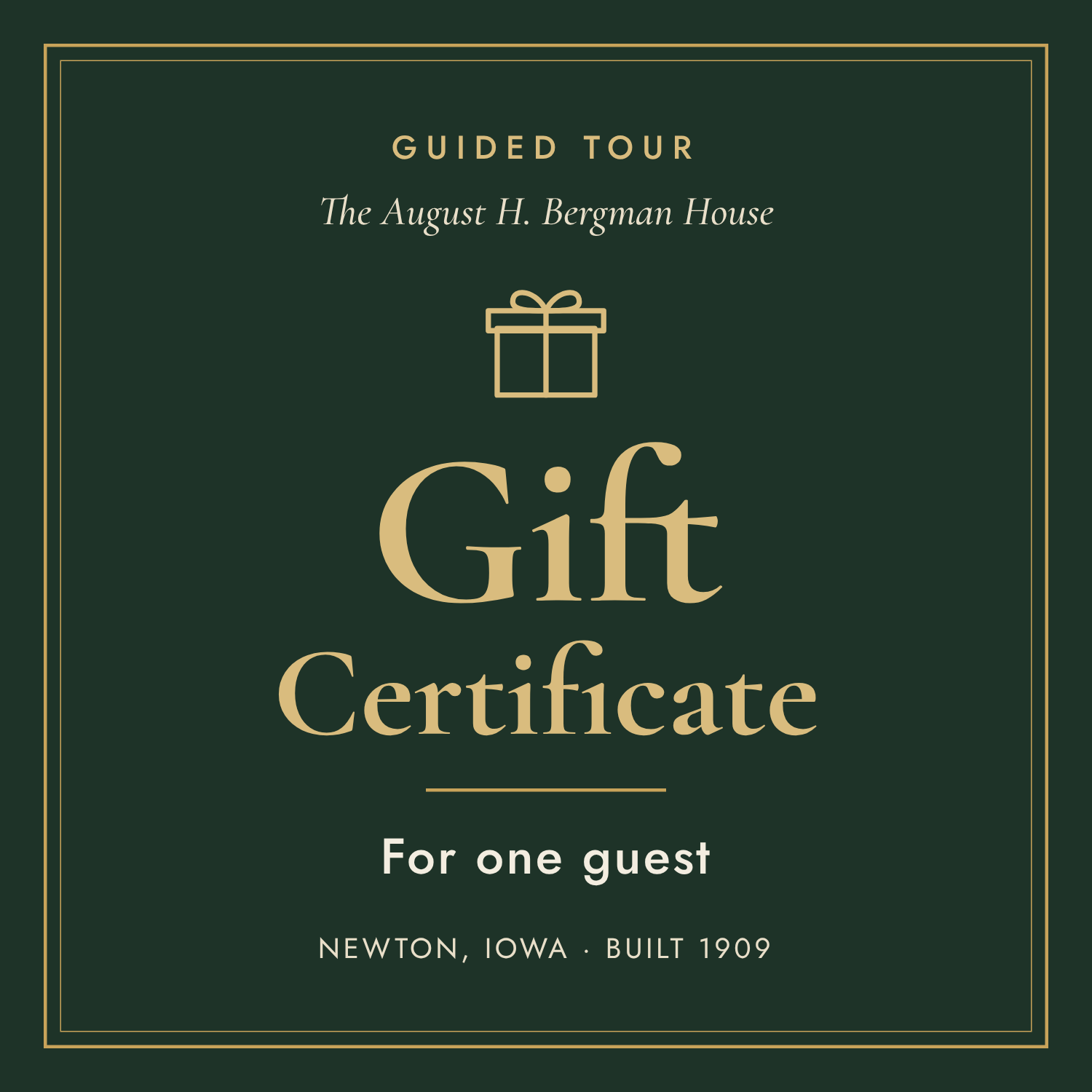 August Bergman House Tours - Store image Gift Certificate 1 person.png