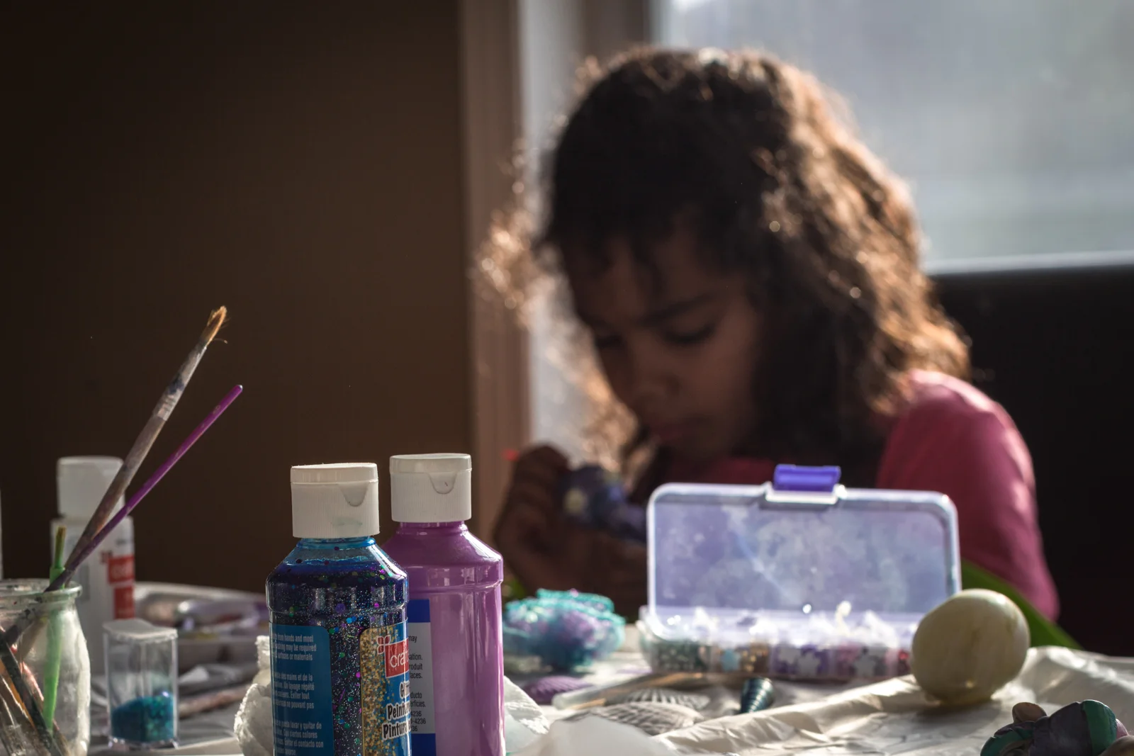 Sequins, glitter paint, seashells...all set up bedazzle our outfit!