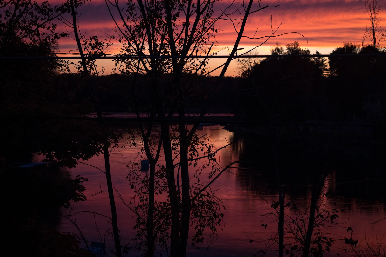 Stunning sunset over the lake, Ile Bigras.
